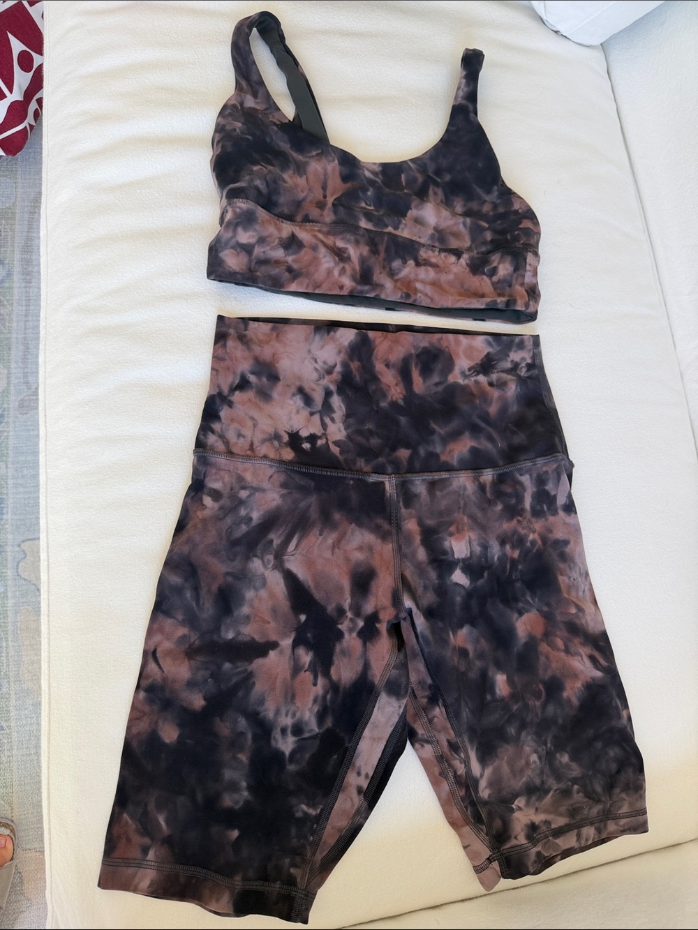 Lululemon Purple Tie-Dye Align Set - Sports Bra & High-Waist Bike Shorts